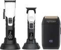 Supreme Trimmer 3-in-1 Barber Bundle | 2Spee Clipper, 2Spee Trimmer & Crunch Foil Shaver | Professional Beard Trimmer Men's Hair Clipper Kit | White
