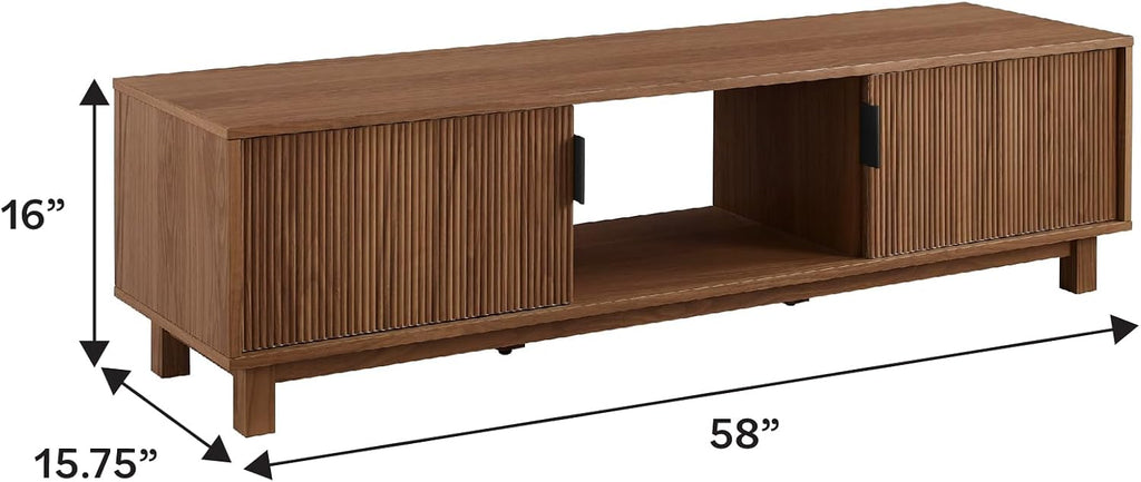 Walker Edison Arundo Fluted TV Stand for TVs up to 65 Inches, 58' TV Stand, Mocha