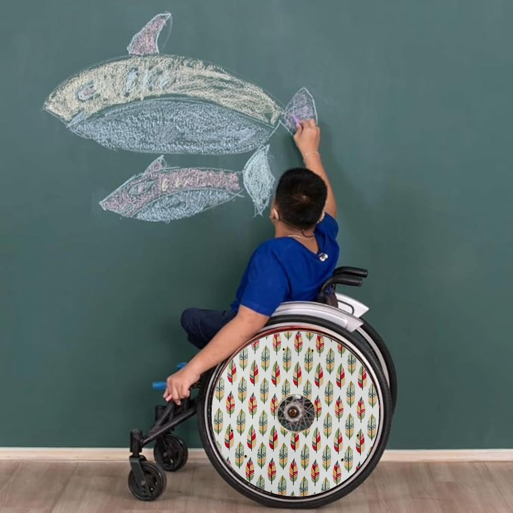 Wheelchair Wheel Covers, Designer Cover for Wheelchair Wheels, Enhances Aesthetics, Easy Install/Remove, Lightweight, Waterproof (Special Mozaic Reflective Pattern)