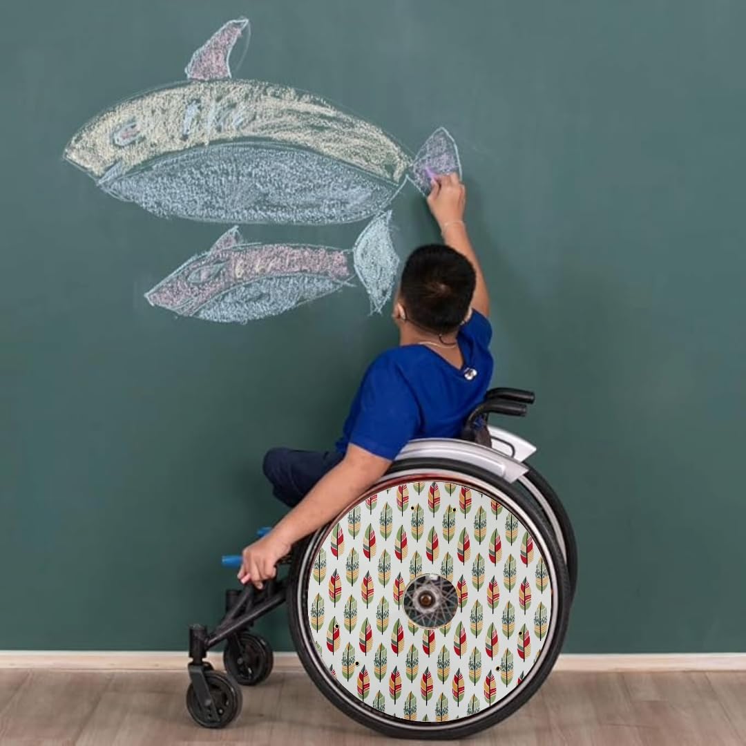 Wheelchair Wheel Covers, Designer Cover for Wheelchair Wheels, Enhances Aesthetics, Easy Install/Remove, Lightweight, Waterproof (Special Mozaic Reflective Pattern)