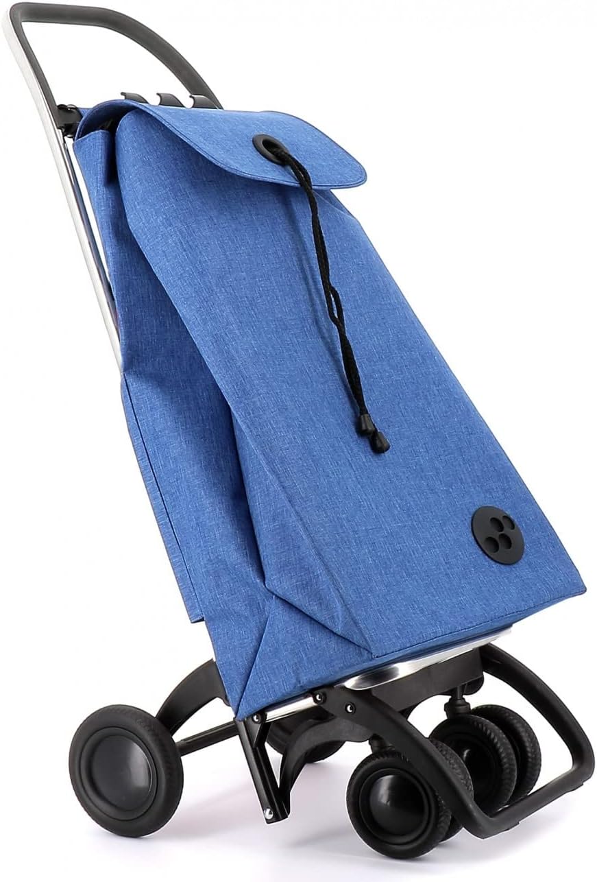 ROLSER I-Max Tweed 4 Wheel 2 Swivelling Foldable Shopping Trolley - Blue