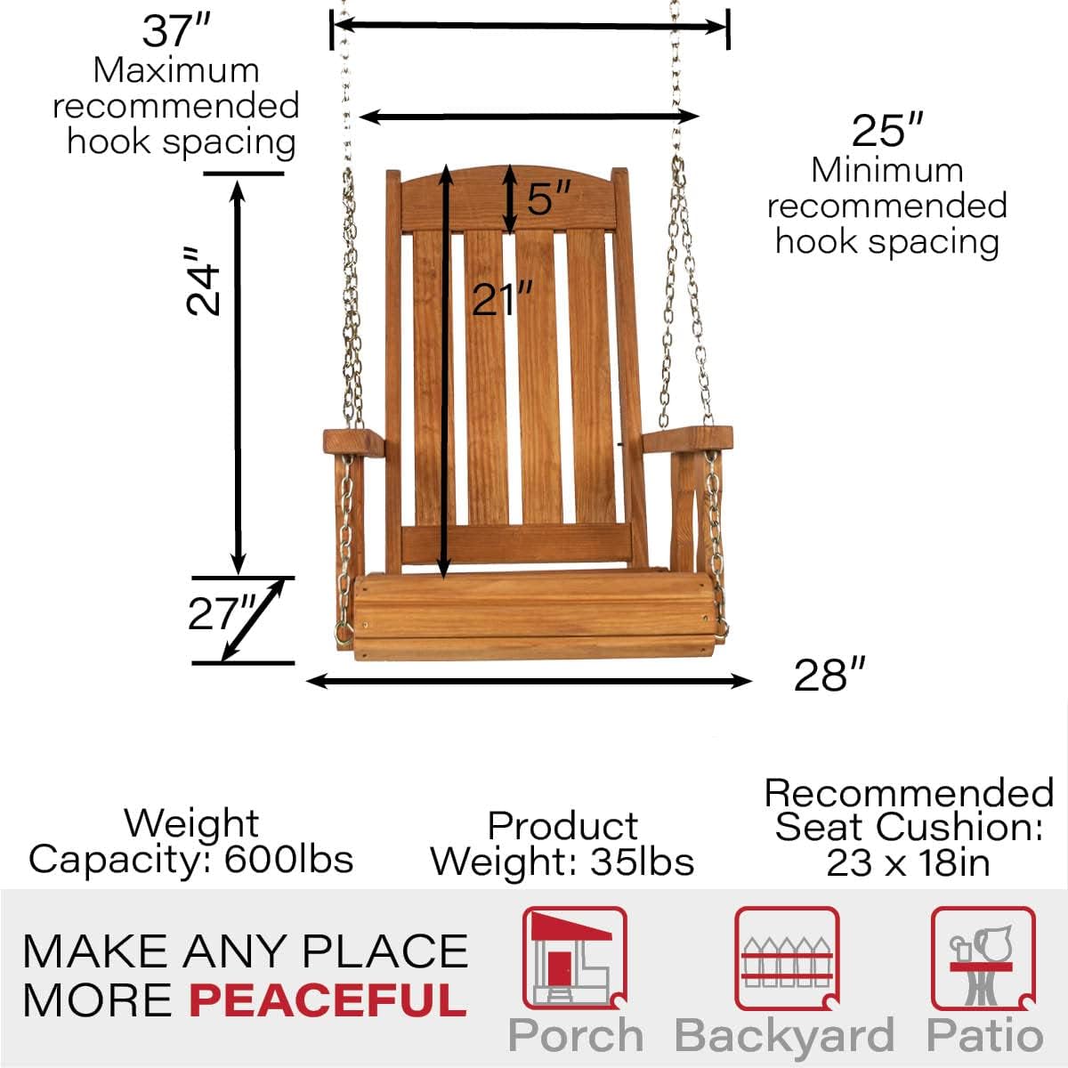 Amish Casual Heavy Duty Mission Pressure Treated Swing Chair (Cedar Stain)