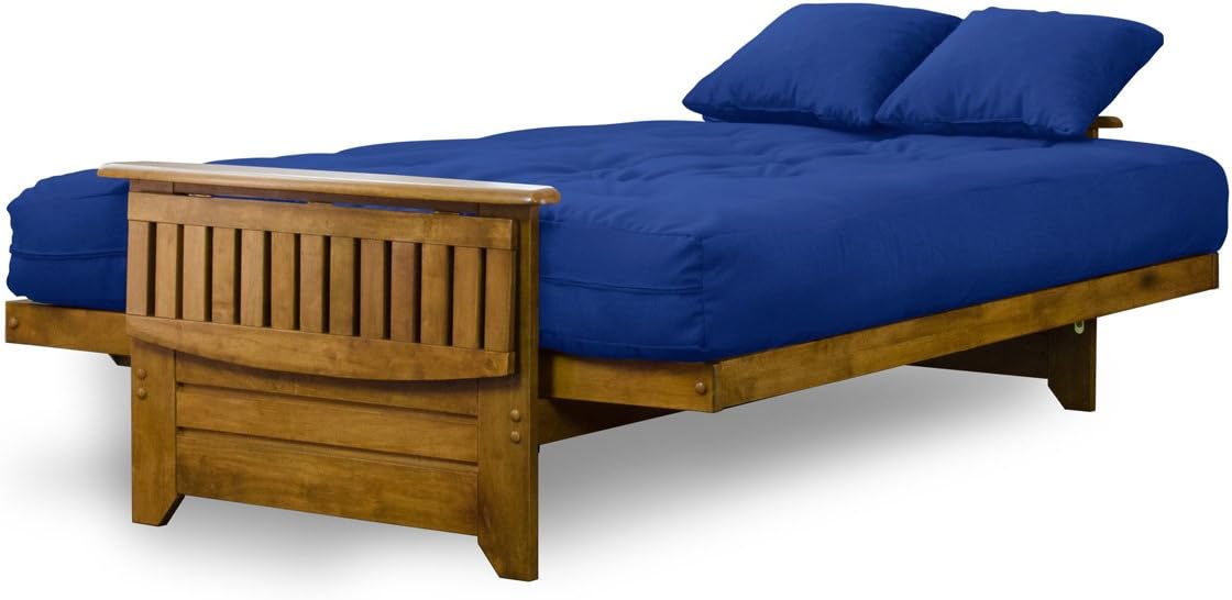 Brentwood Tray Arm Full Size Wood Futon Frame and Storage Drawers - Heritage Finish