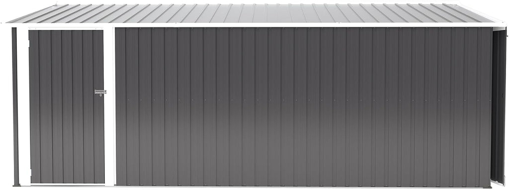 10x14 FT Outdoor Metal Storage Shed with Lockable Door, Steel Garden Utility Shed with Vents, Backyard Patio Tool Shed for Lawn Equipment, Bike, Firewood and Mower Storage, Gray