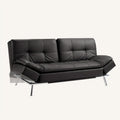 Modern Leather Convertible Folding Futon Couch Sofa Bed Adjustable Pillow Top Arm Memory Foam Couch Double Loveseat Sofa for Compact Living Space,Dorm,Game Studio,Apartment,Bedroom (Black PU)