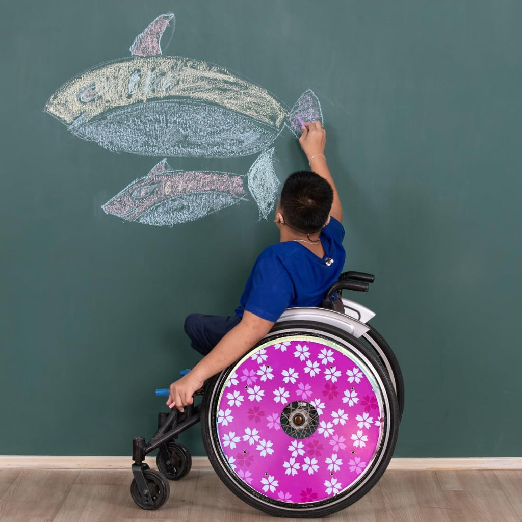 Designer Grad Gifts 20 inches Wheelchair Wheel Accessories, Waterproof Wheels Accessories, Easy Install/Remove, Lightweight, for Kids and Adults (Cherry Blossom)
