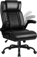 OFIKA Executive Office Chair Heavy Duty Office Chair Padded Flip Up Armrest, Computer Gaming Chair PU Leather Desk Chair, High Back Big and Tall Office Chair with Lumbar Support (Black)