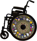 Designer Halloween Cover for Wheelchair Wheels for Adults & Kids, Skull and Spider Web Designs, Easy Install/Remove, Lightweight, (Halloween Fun)