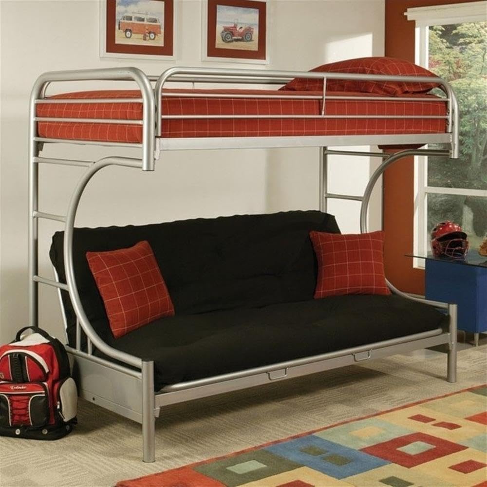 Acme Furniture Eclipse Twin Over Full/Futon Metal Bunk Bed in Silver