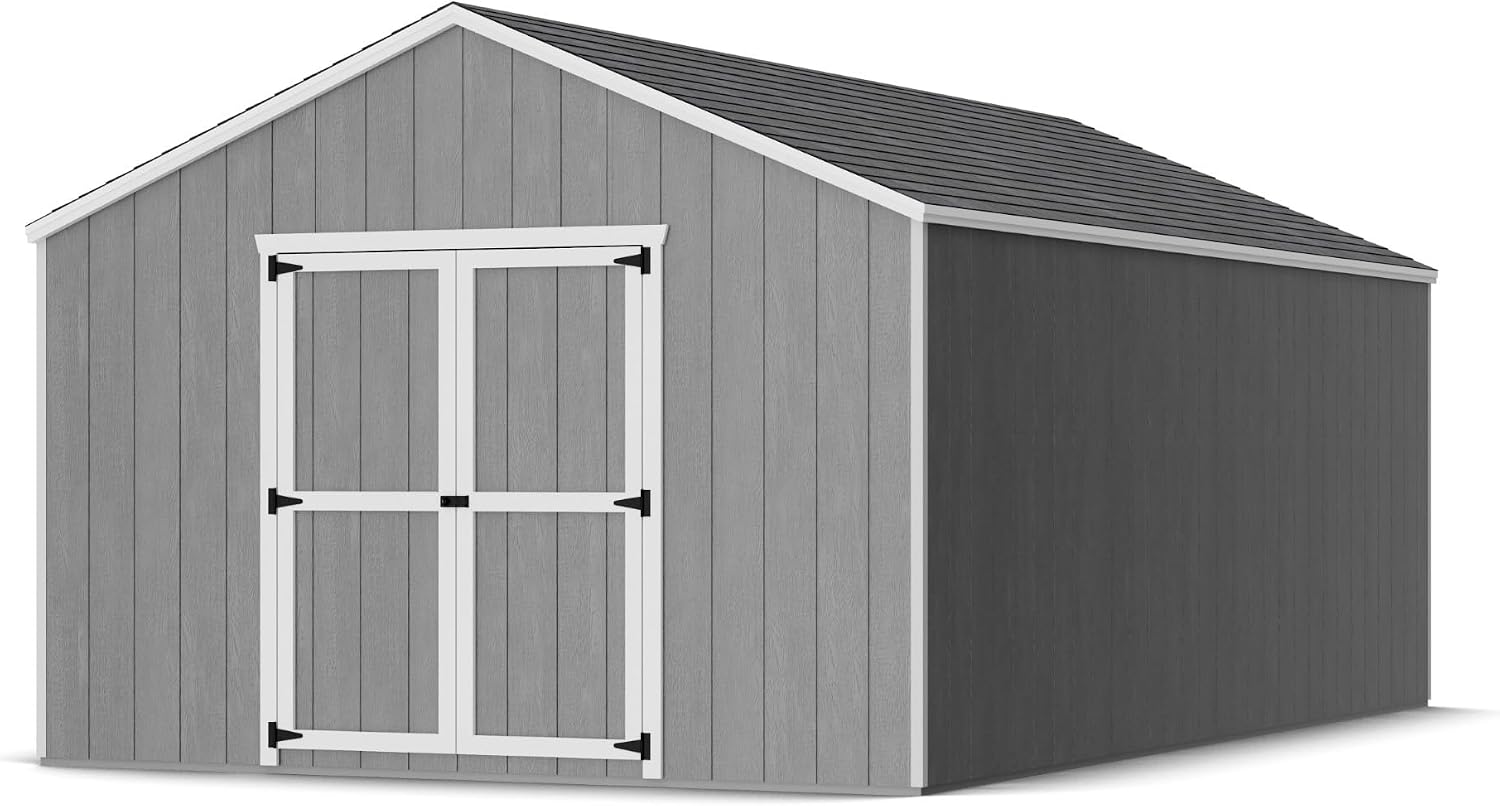 Little Cottage Co. 12x20 Value Gable Shed with Floor, Outdoor Wood Storage Do-It-Yourself Precut Kit
