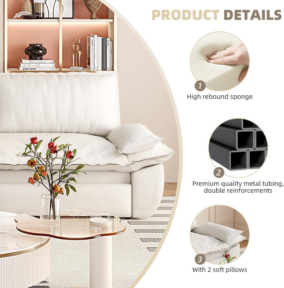 3-in-1 Convertible Sofa Bed Queen Size Pull Out Sleeper Sofa with Heavy Duty Metal Frame, Luxurious Velvet Upholstered Loveseat with 2 Pillows, Modern Folding Guest Bed for Living Room, Apartment | Removable Cushions