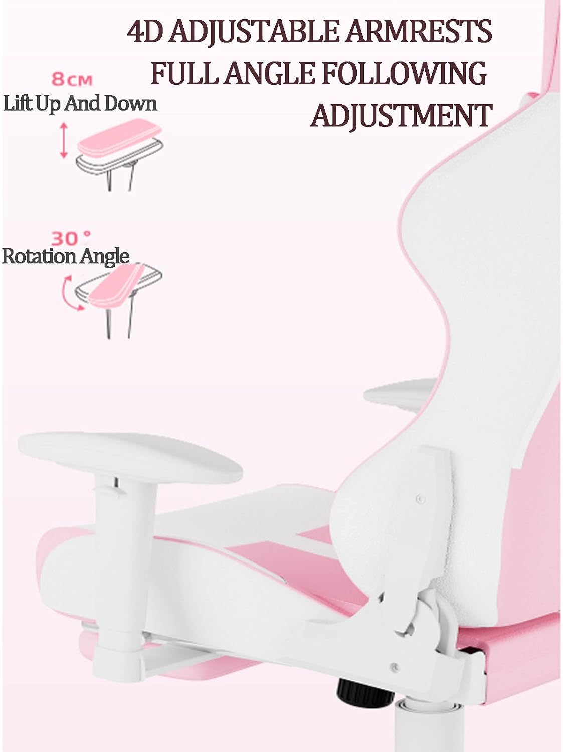 Pink Gaming Chair Big and Tall Lovely Bunny Computer Gamer Chair with Footrest and Lumbar Support Ergonomic Office Chair Comfortable Racing Reclining Leather Chair for Girls Adults Teens Kids