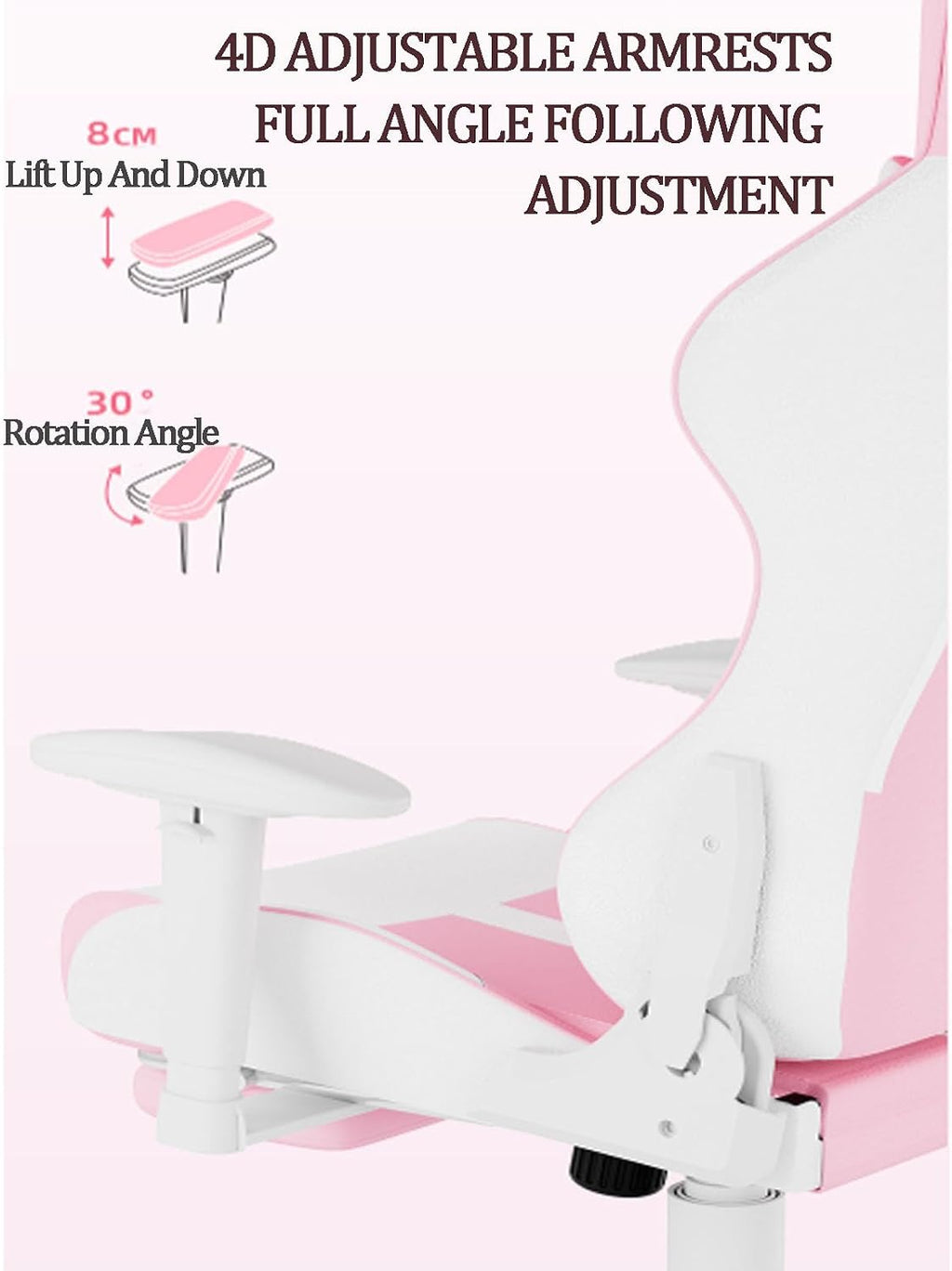 Pink Gaming Chair Big and Tall Lovely Bunny Computer Gamer Chair with Footrest and Lumbar Support Ergonomic Office Chair Comfortable Racing Reclining Leather Chair for Girls Adults Teens Kids