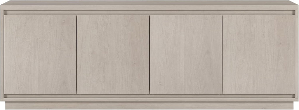 Henn&Hart TV Stand for TVs up to 75'' with 2 Concealed Storage Cabinets and Adjustable Shelves for Living Room, Family Room, or Office, Alder White
