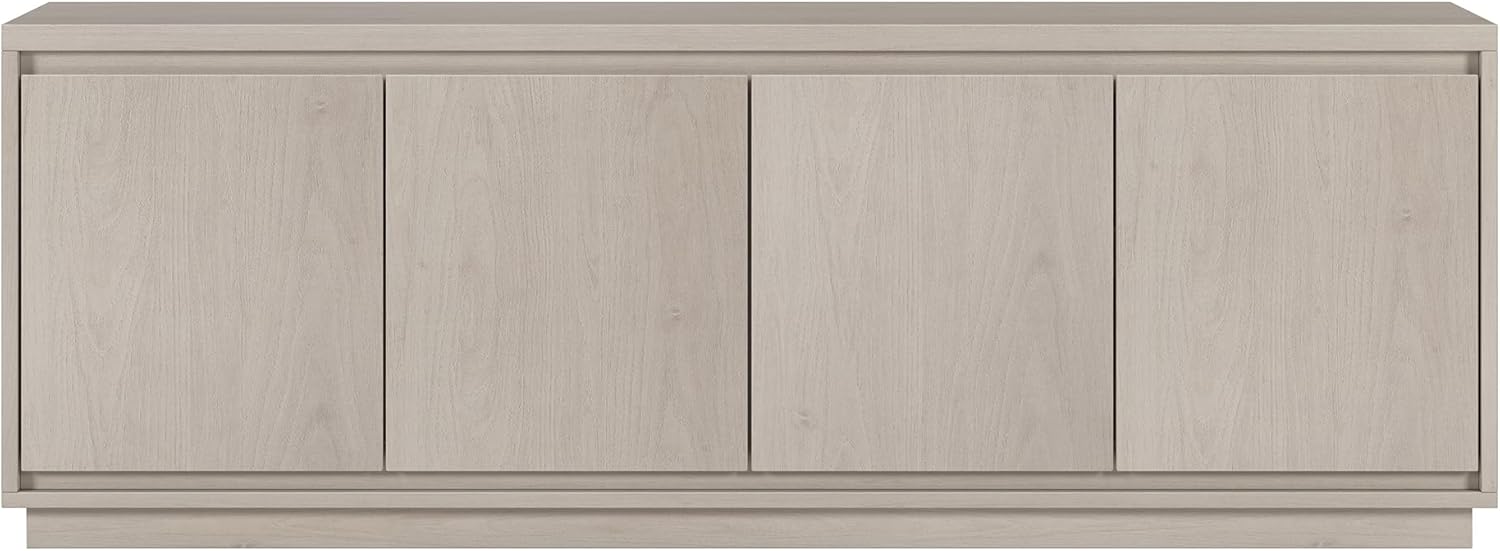 Henn&Hart TV Stand for TVs up to 75'' with 2 Concealed Storage Cabinets and Adjustable Shelves for Living Room, Family Room, or Office, Alder White
