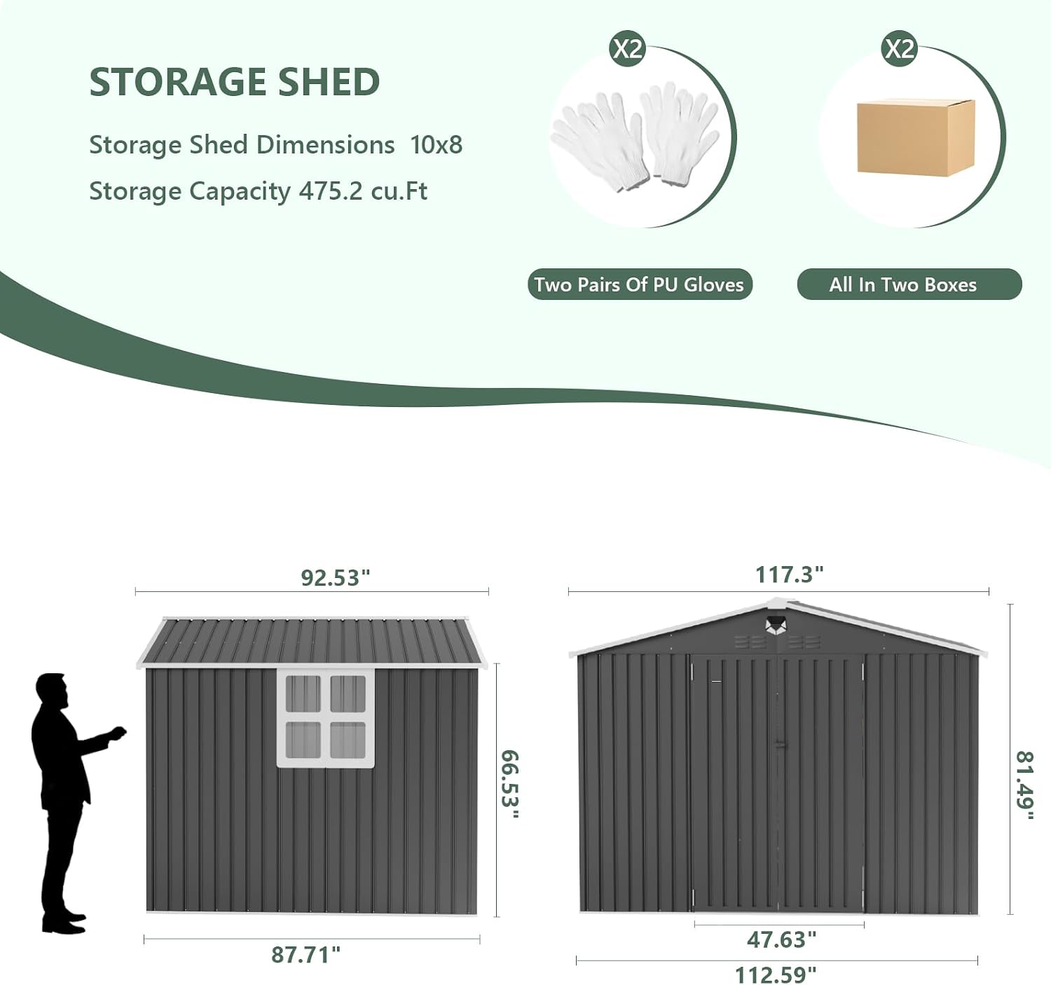 Metal Storage Shed 10x8 FT with Window,Outdoor Storage Building,Large Backyard Sheds,Waterproof Outside Storage Sheds