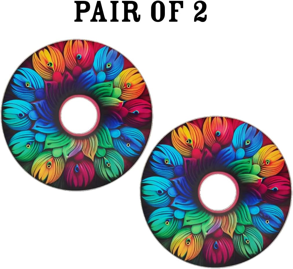 Wheelchair Memorial Day Wheel Covers, Cute Wheelchair Accessories, Enhances Aesthetics, Easy Install/Remove, Lightweight, Waterproof (Perfect Peacock)