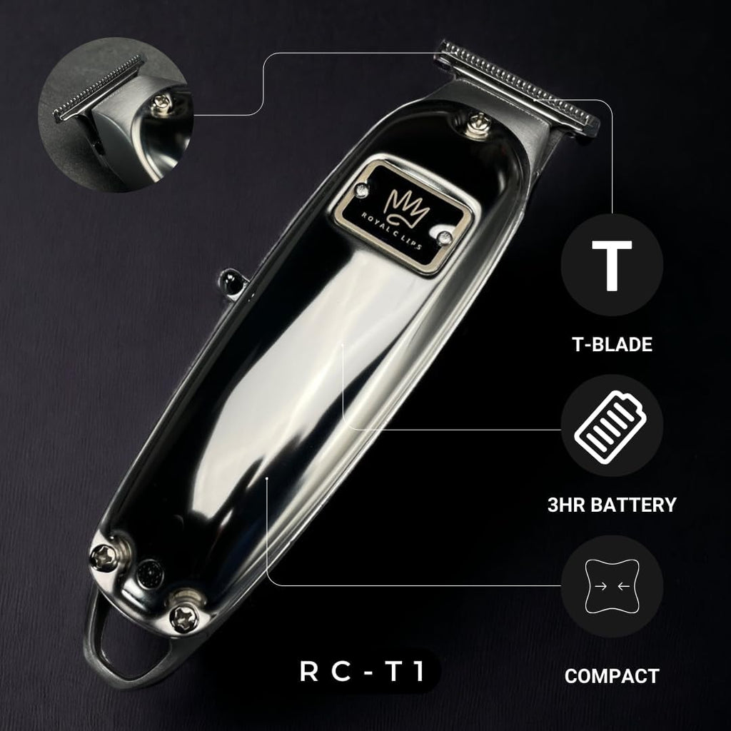 Royal Clips Hair and Beard Fade Kit – Professional Clipper, Trimmer & Foil Shaver Bundle for Men, Complete Haircut Set for Barbers, Home Use & Grooming– Holiday Gift for Men, Fathers, Brothers- Silver