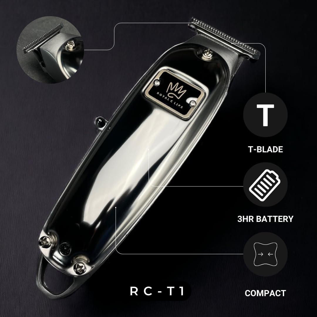 Royal Clips Hair and Beard Fade Kit – Professional Clipper, Trimmer & Foil Shaver Bundle for Men, Complete Haircut Set for Barbers, Home Use & Grooming– Holiday Gift for Men, Fathers, Brothers- Silver
