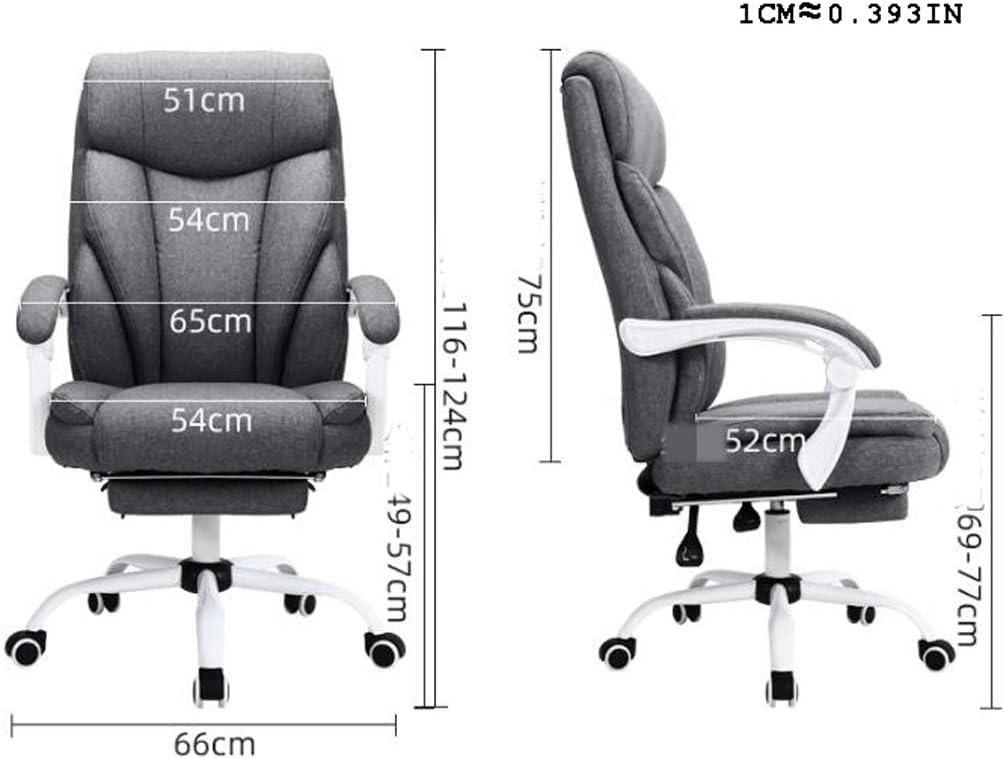 YYDS Chair Cotton Linen Gaming Chair High-Back Executive Ergonomic Swivel Chair for Home and Office Computer Chair Esports Chair Ergonomically (Color : White, Size : with footrest)