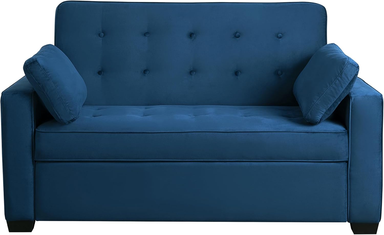 Serta Ainsley 66.5' Convertible Sleeper Loveseat, Full Size, Dreamcoil Comfort, Soft Velvet Fabric, Navy