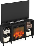 Furinno Jensen Corner Fireplace TV Stand with 4 Open Compartments for TV up to 55 Inches, Americano
