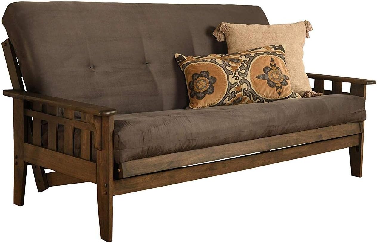 Kodiak Furniture Tucson Full Size Futon Set in Rustic Walnut Finish, Suede Gray