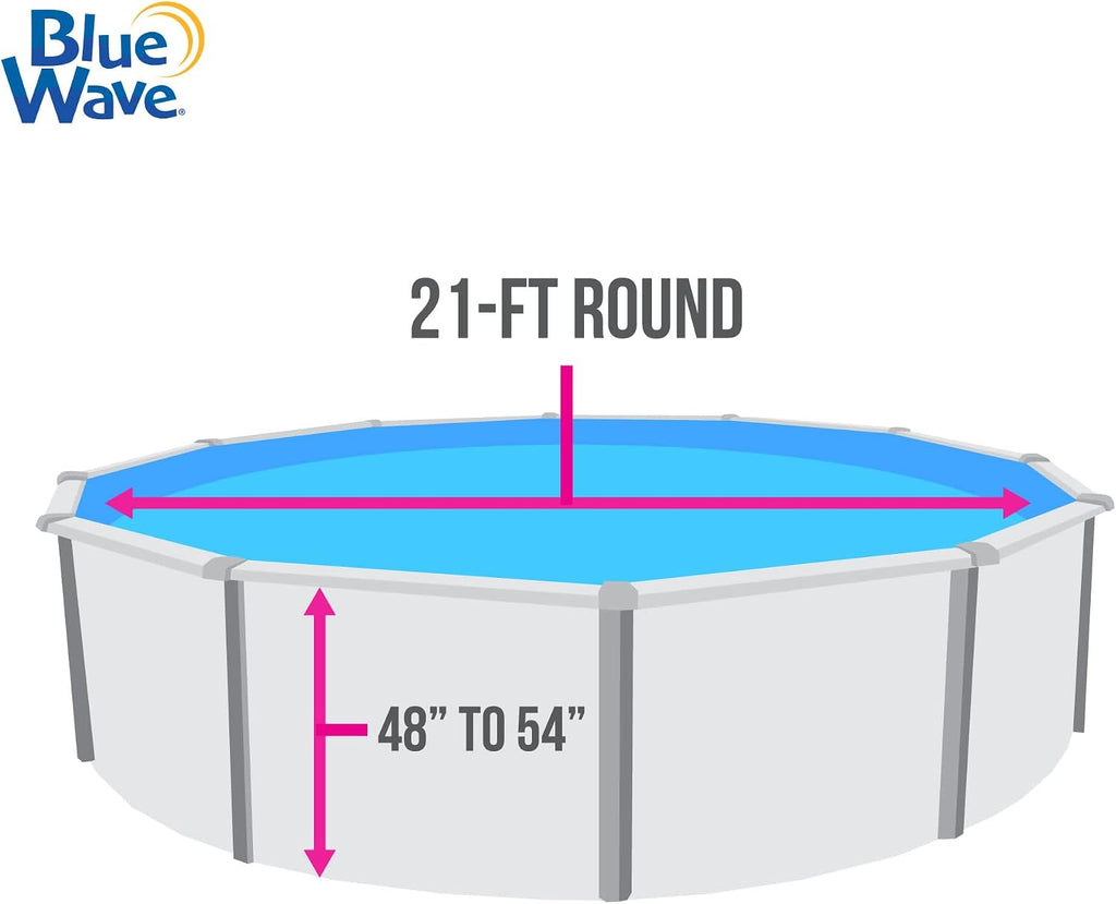 Blue Wave Overlap 21 ft Round Pool Liner for Above-Ground Steel Wall Pools – Weather Resistant Standard Gauge Vinyl with Welded Seams - Solid Blue Finish, Fits 48/54-In Depth – Pool Accessories