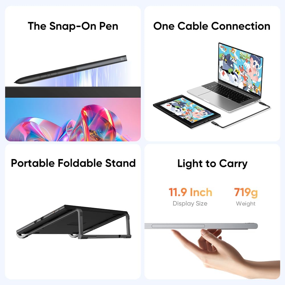 XPPen Artist 12 3rd 11.9' Drawing Tablet with Screen | X4 Pen 16K Pressure | Dial Wheels+8 Keys | AG Etched Glass Portable Art Drawing Tablet Compatible with Windows/macOS/Android/ChromeOS/Linux