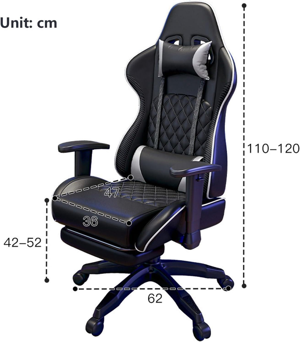 Gaming Chair Computer Chair with Footrest Breathable PVC Leather Video Game Chairs with Lumbar Support and Headrest 360 Degree Swivel Chair with Adjustable Ergonomic Backrest for Adults