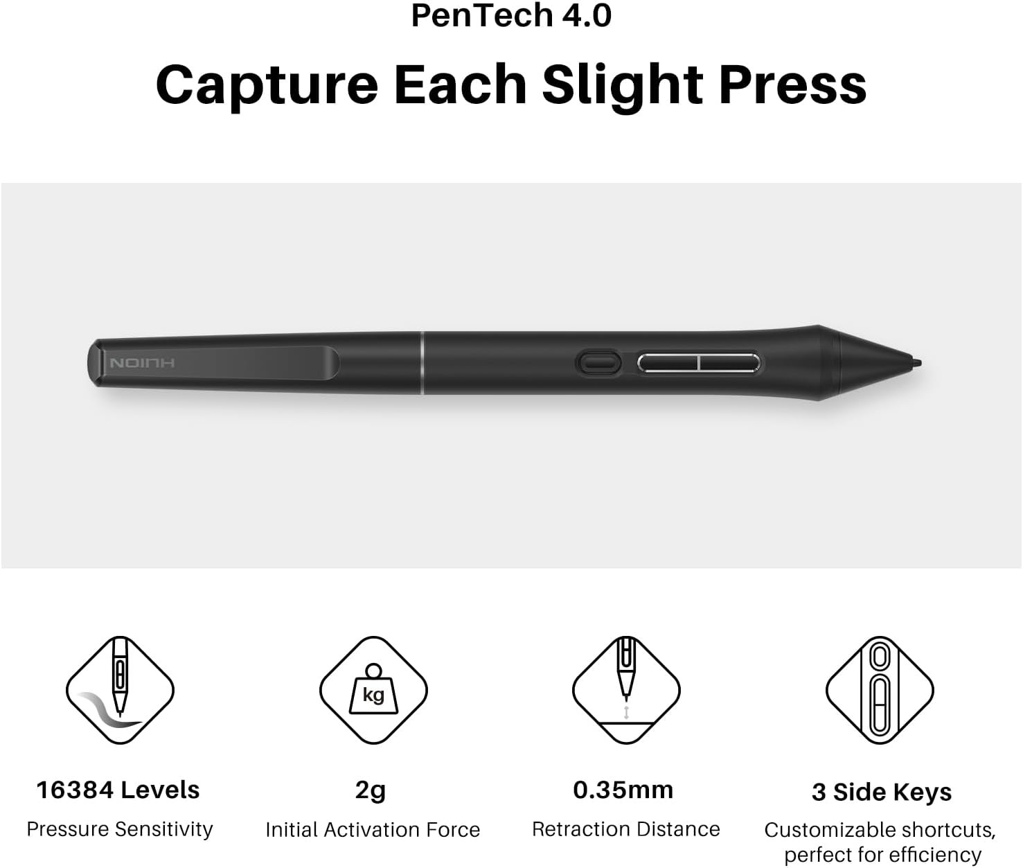 HUION Kamvas 13 (Gen 3) Drawing Tablet with Screen,13.3' Full-Laminated Art Tablet with Anti-Sparkle Canvas Glass 2.0, 99% sRGB, PenTech 4.0, 16384 Pen Pressure, Dual Dial for PC, Mac, Android, Black