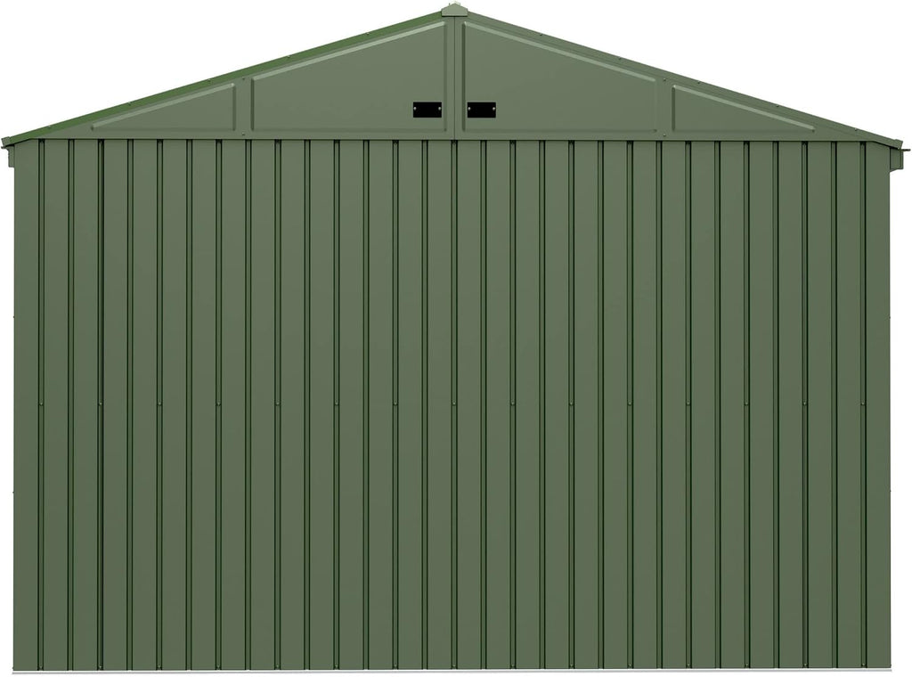 Scotts 10' x 8' Outdoor Lockable Water-Resistant Steel Storage Shed Building with Tool Hanger and Gable Roof, Green