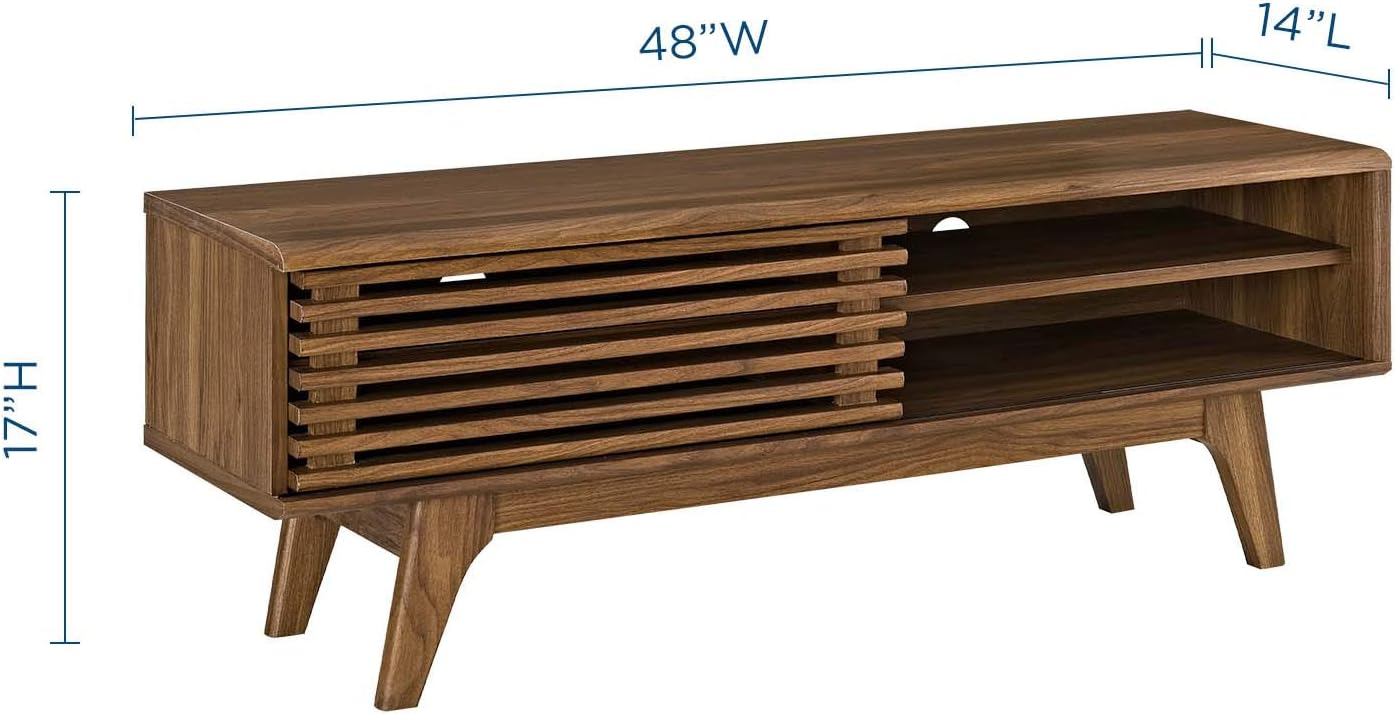Modway Render 48' Mid-Century Modern Low Profile Media Console TV Stand, 48 Inch, Walnut