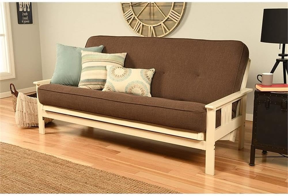 Pemberly Row 8' Full Size Spring Futon Mattress Replacement, Linen Sleeper Sofa Bed Mattress, Cocoa Brown-Frame Not Included