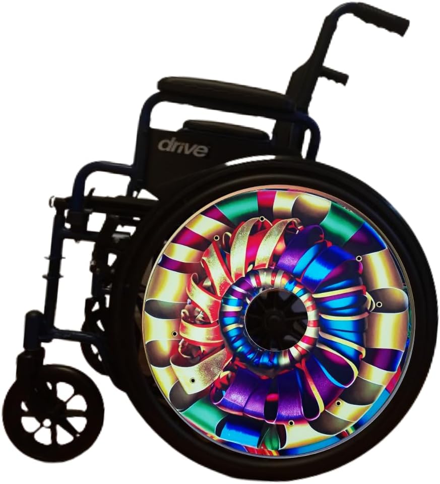 Designer Cover for Wheelchair Wheels, Enhances Aesthetics, Easy Install/Remove, Lightweight, New Matt Finish (Silky Ribbons)