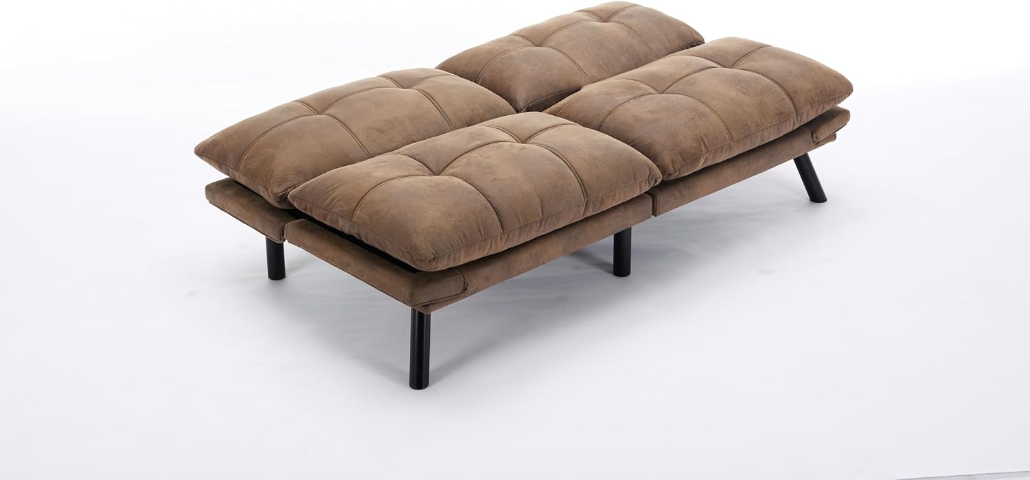 Anwick Velvet Convertible Futon Sofa Bed,71' Modern Comfy Loveseat Sleeper Sofa with Adjustable Backrest Armrest,Folding Futon Sleeper Recliner for Living Room,Office,Apartment (Brown)