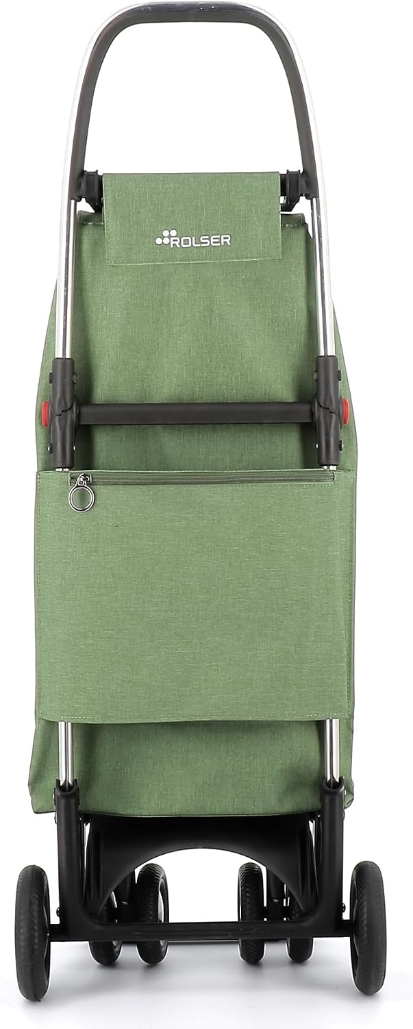 ROLSER I-Max Tweed 4 Wheel 2 Swivelling Foldable Shopping Trolley - Green