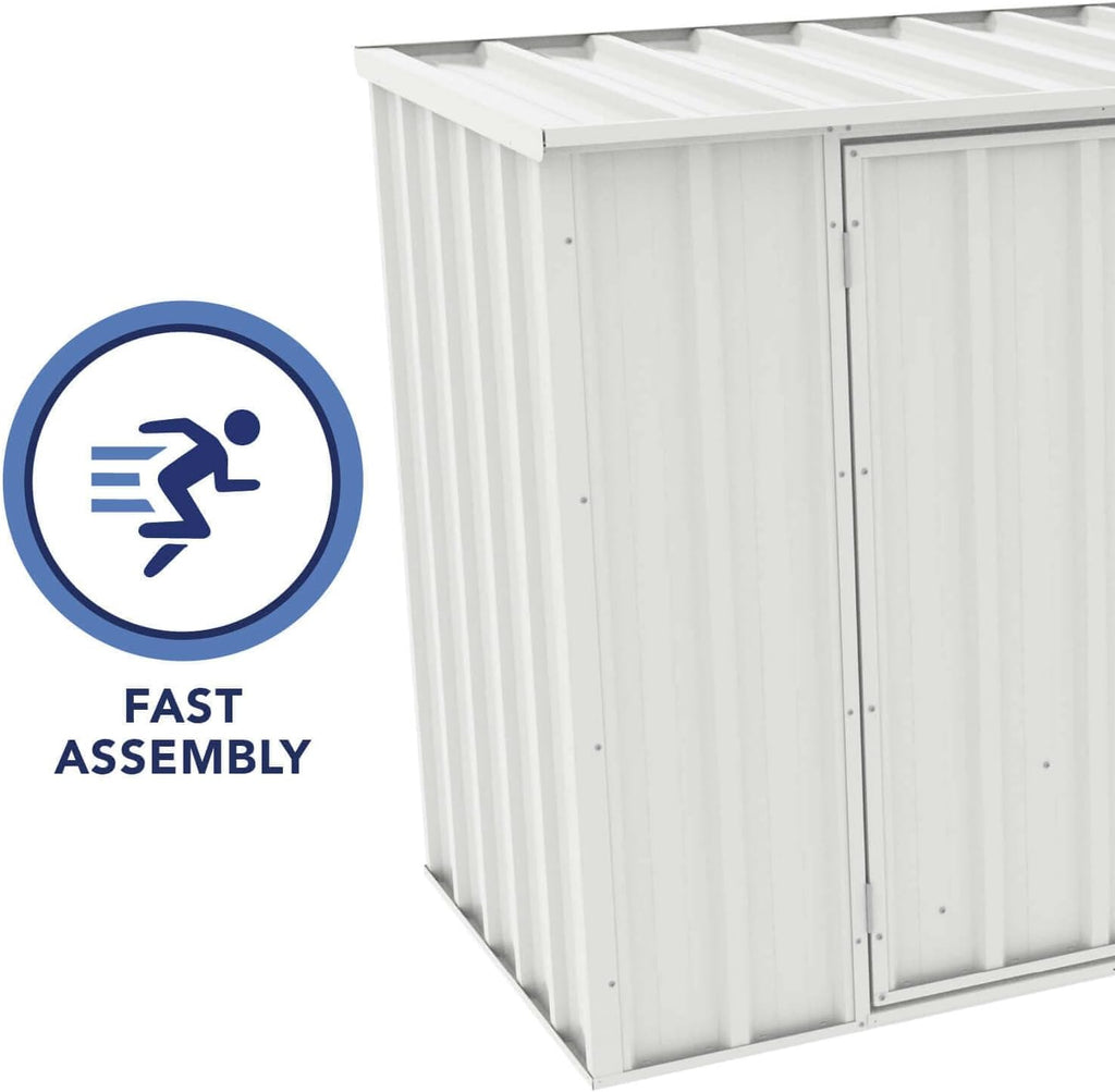 Absco Utility 7.5 Ft. x 2.5 Ft. Garbage Can Metal Storage Shed DIY Galvanized Steel Sheds for Garbage Can, Trash Bin, and Junk Storage Tools, Firewood, Gardening Equipment (Surfmist White)