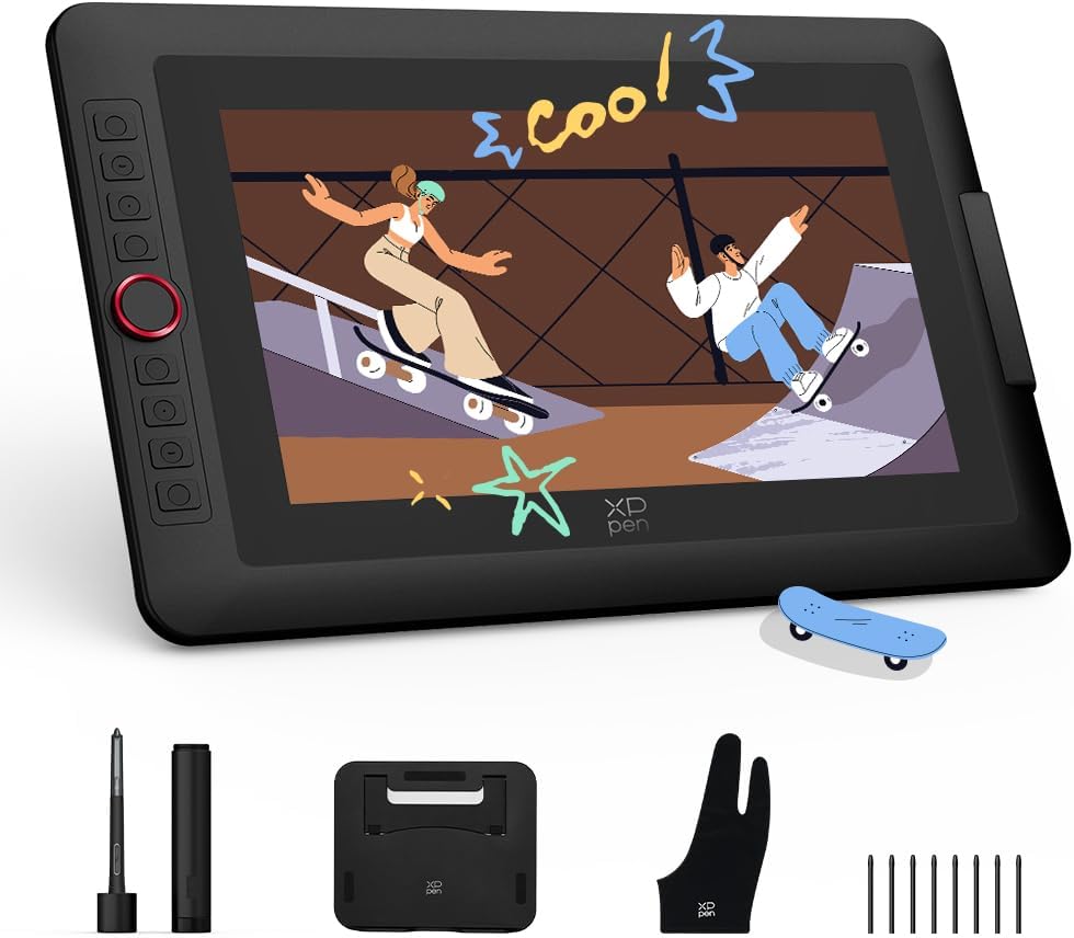XPPen 13.3' Drawing Tablet with Screen-Artist13.3 Pro V2 16384 Pressure Pen, 8 Shortcut Keys & Red Dial for Digital Art, Graphic Designer, Animation | Mac, PC, Android Compatible | Beginner to Pro