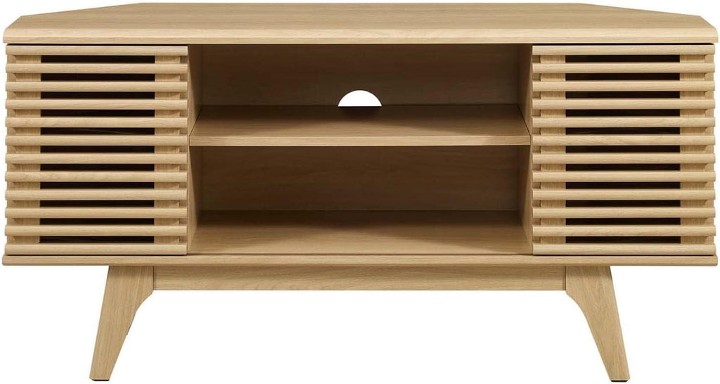 Modway Render Mid-Century Modern Low Profile 46' Corner Media TV Stand in Oak, 15 x 46 x 23