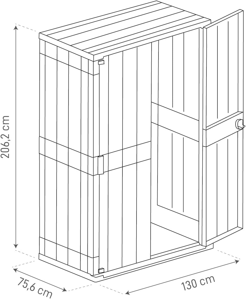Toomax High Stora Way Outdoor Tool Box Made of Recycled Polypropylene with Wood Effect, 1670L, Item 091, Taupe/Anthracite