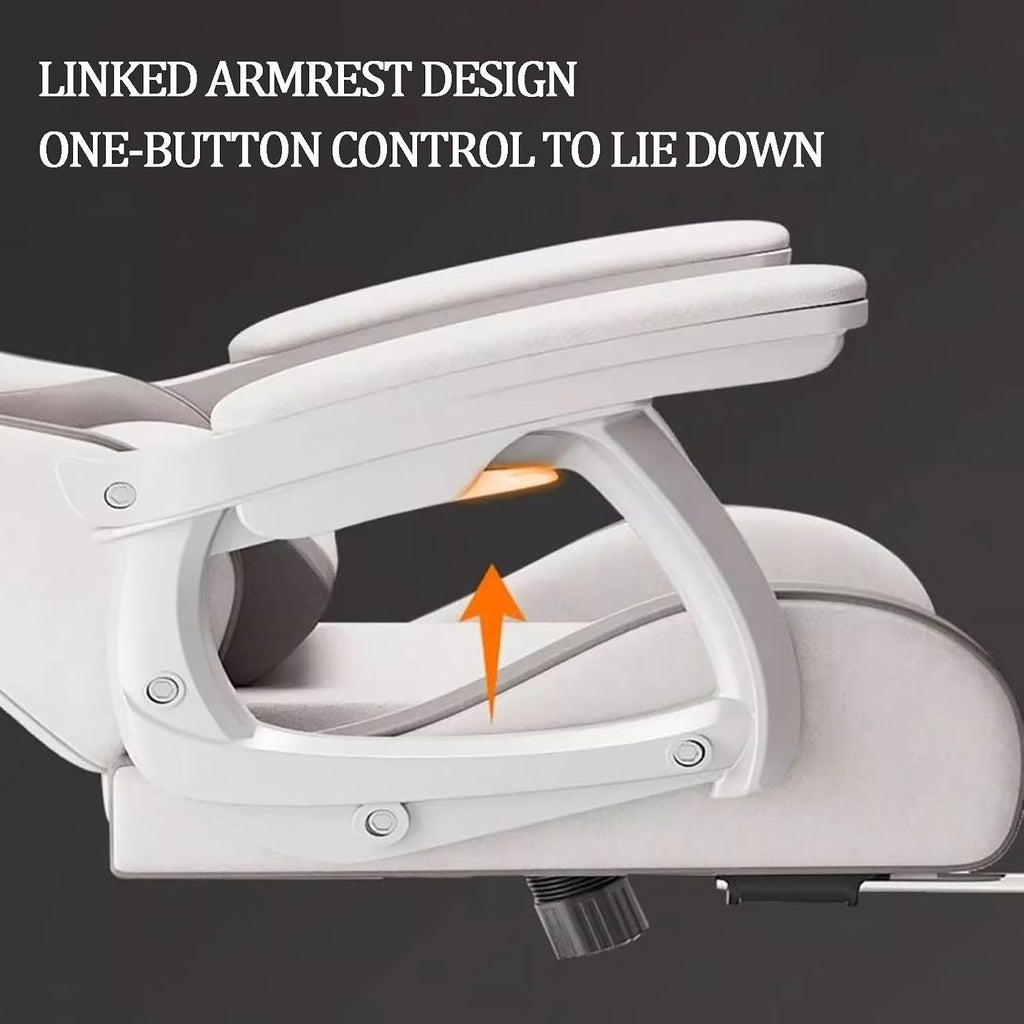 JSWHYBD Ergonomic Office Chair with Footrest Video Gaming Chairs for Adults 400lb High Back Reclining Computer Chair Big and Tall Pu Leather Adjustable Chair Nofootrest White