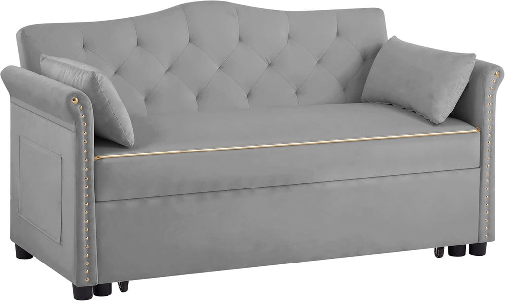 hansones 65'' 3-in-1 Folding Sofa Bed – Queen Size Pullout, Modern Chenille Fabric, 360° Swivel Table, Easy Assembly – Perfect for Living Room