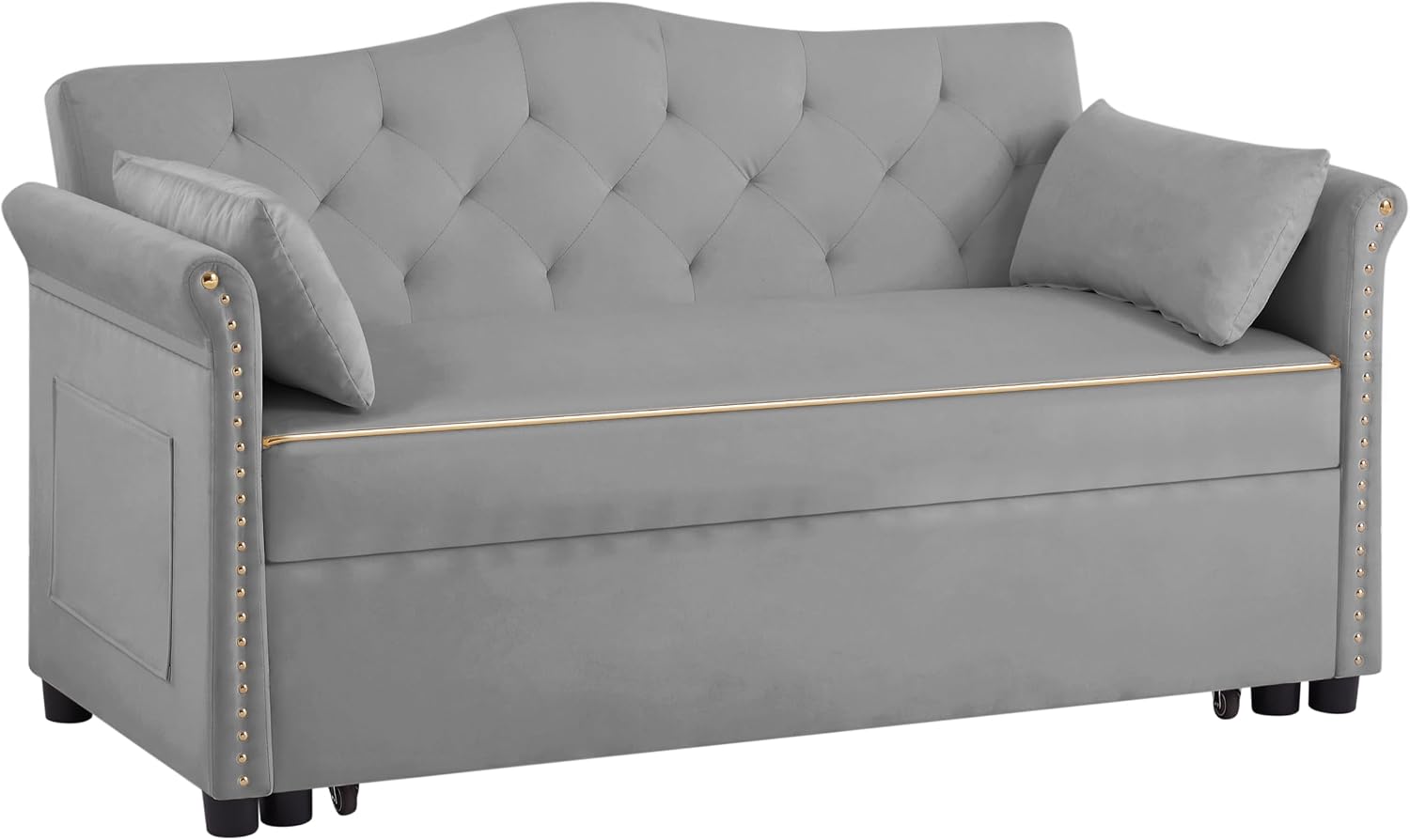 hansones 65'' 3-in-1 Folding Sofa Bed – Queen Size Pullout, Modern Chenille Fabric, 360° Swivel Table, Easy Assembly – Perfect for Living Room