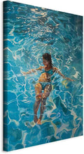 artgeist - Canvas Wall Art XXL Summer Vibes 60x90 cm/24'x36' 1 piece - Non-woven Canvas Prints Image Framed Artwork Painting Picture Photo Home Decoration - Holiday Blue Water Pool Woman h-H-10083-b-a