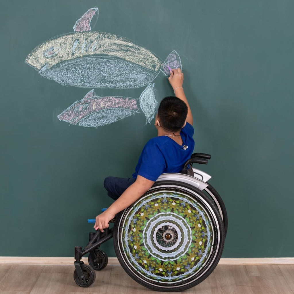 Designer Cover for Wheelchair Wheels, Enhances Aesthetics, Easy Install/Remove, Lightweight, New Matt Finish (Lush Leaves)