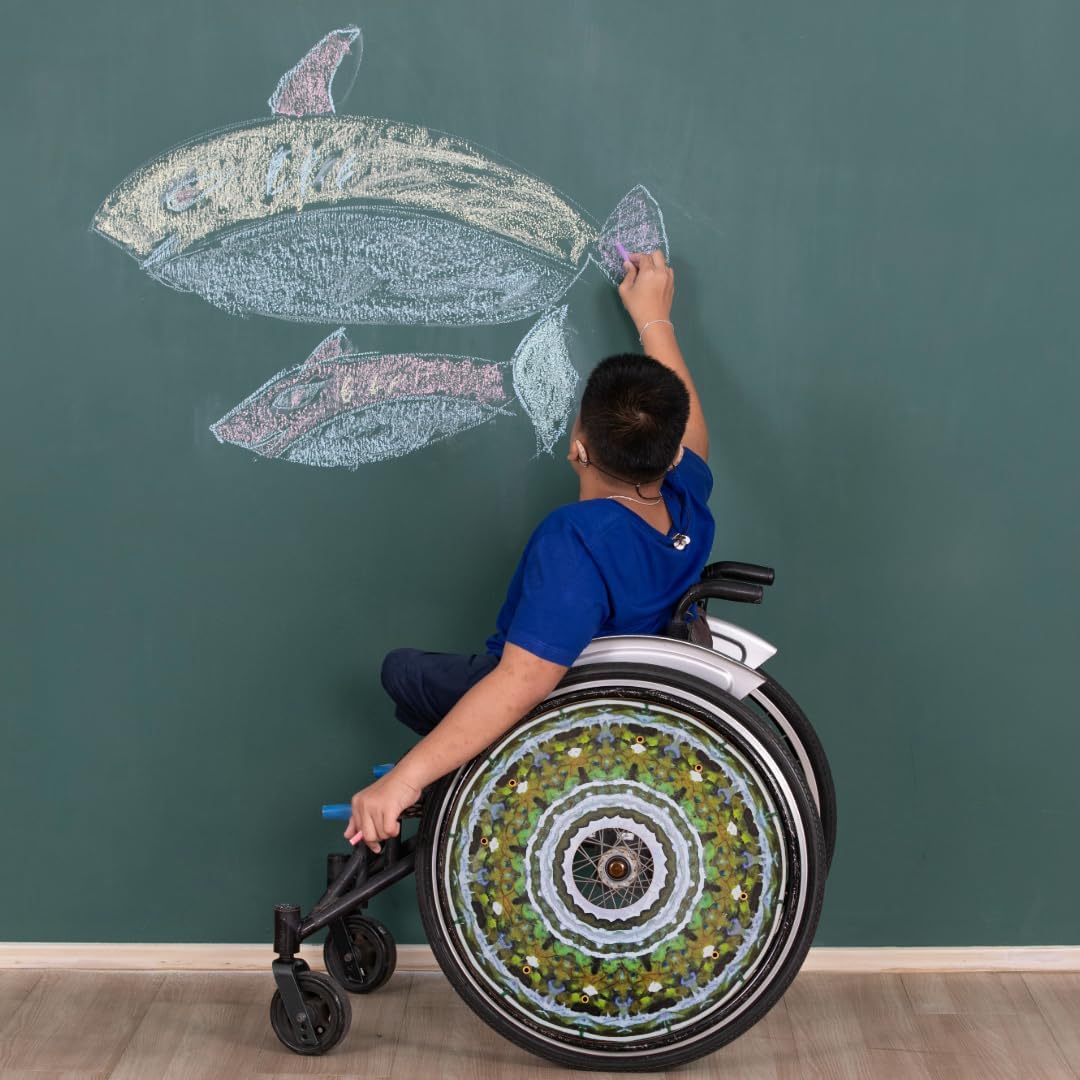 Designer Cover for Wheelchair Wheels, Enhances Aesthetics, Easy Install/Remove, Lightweight, New Matt Finish (Lush Leaves)