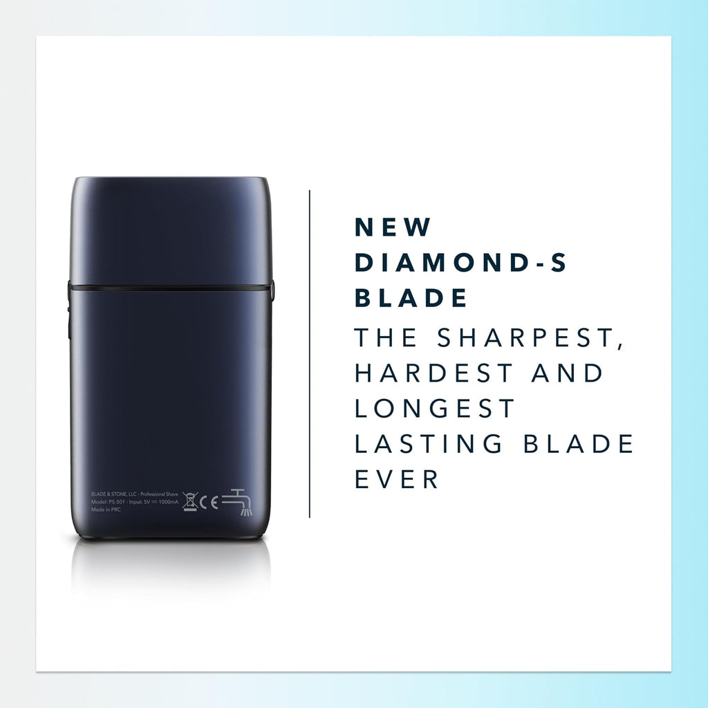 Blade & Stone PS501 Foil Shaver for Men – Dual Foil Cordless Shaver with Graphene-X Blades and 8000 RPM Digital Motor – All-Metal, Rechargeable Wet and Dry Razor – Dark Night