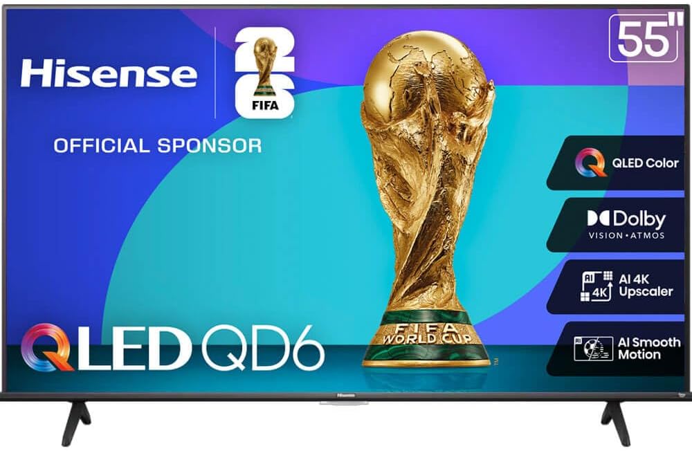 Hisense 55 Inch Class QD6 Series 4K QLED Smart Fire TV – Dolby Vision – HDR10 – 60Hz – Wi-Fi – Voice Remote – HDMI Cable + 12 Month CPS Warranty + Streaming Bundle (55.0, Inches)