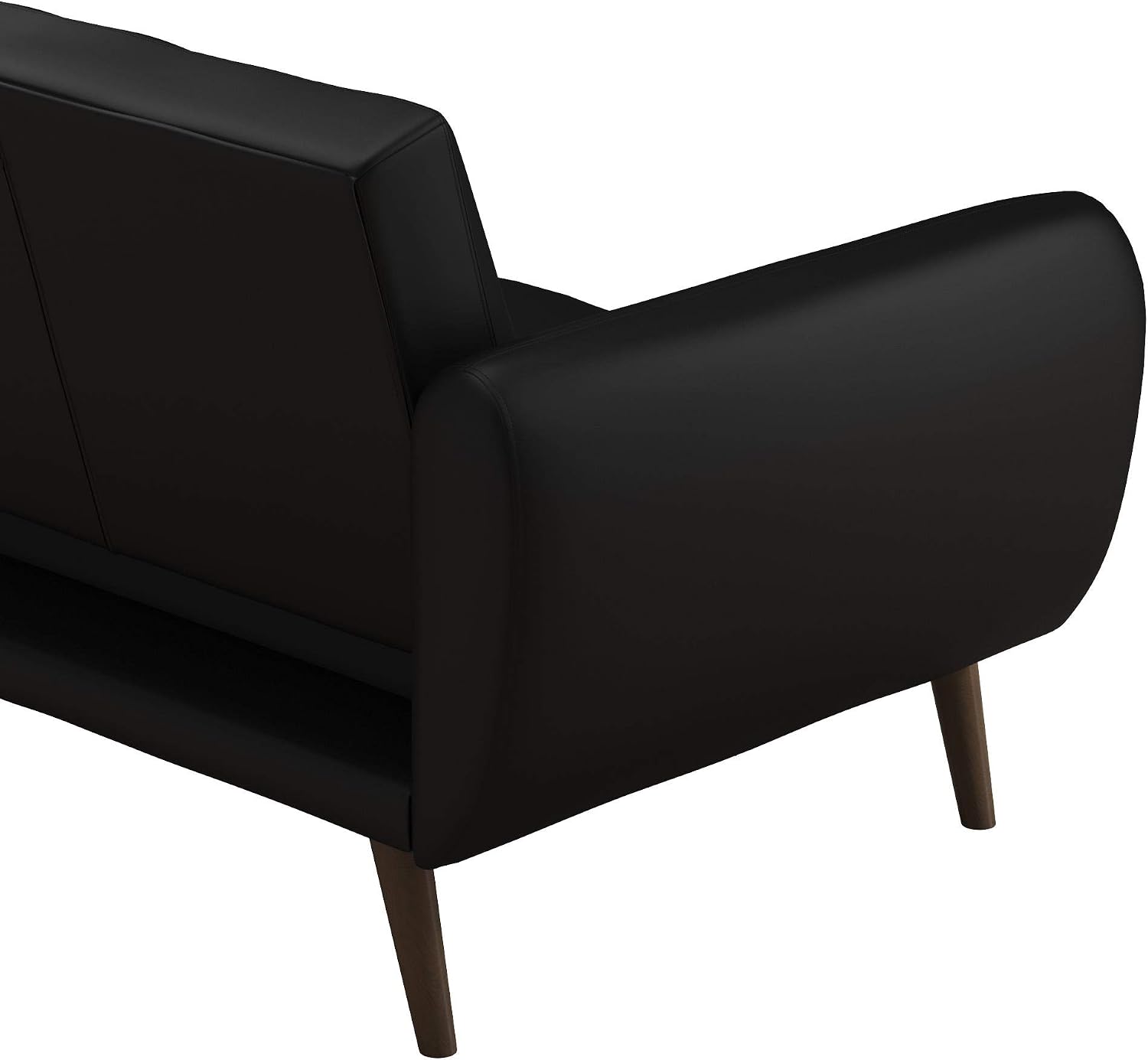 Novogratz Brittany 82 Inch Futon Sofa Bed in Faux Leather, Upholstered Couch Sleeper with Tufted Back, Mid-Century Modern Design, Black